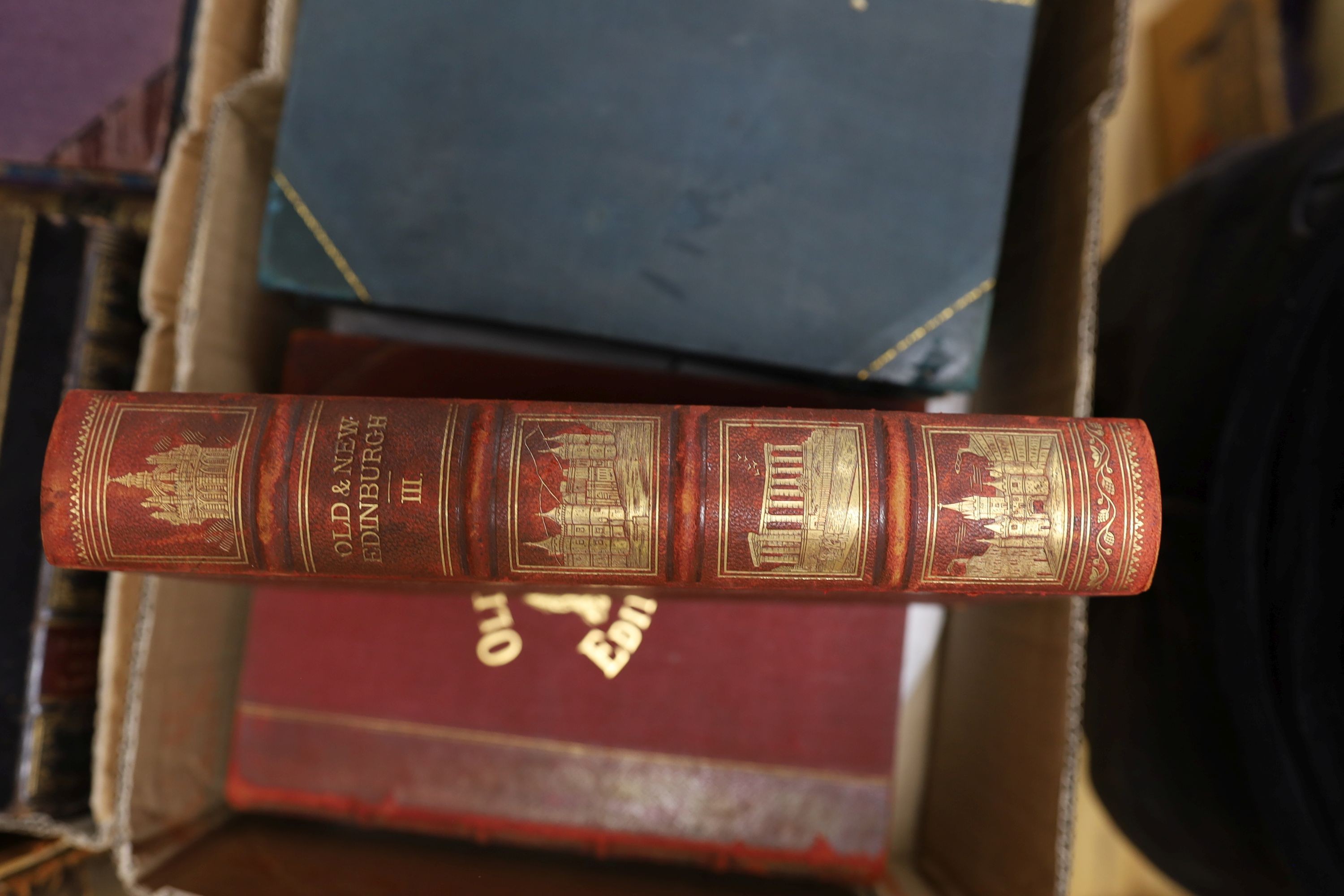 Jamieson, John - A Dictionary of the Scottish Language ... abridged from the Dictionary ... in four volumes quarto, by John Johnstone, portrait frontis.; contemp. gilt half calf and cloth